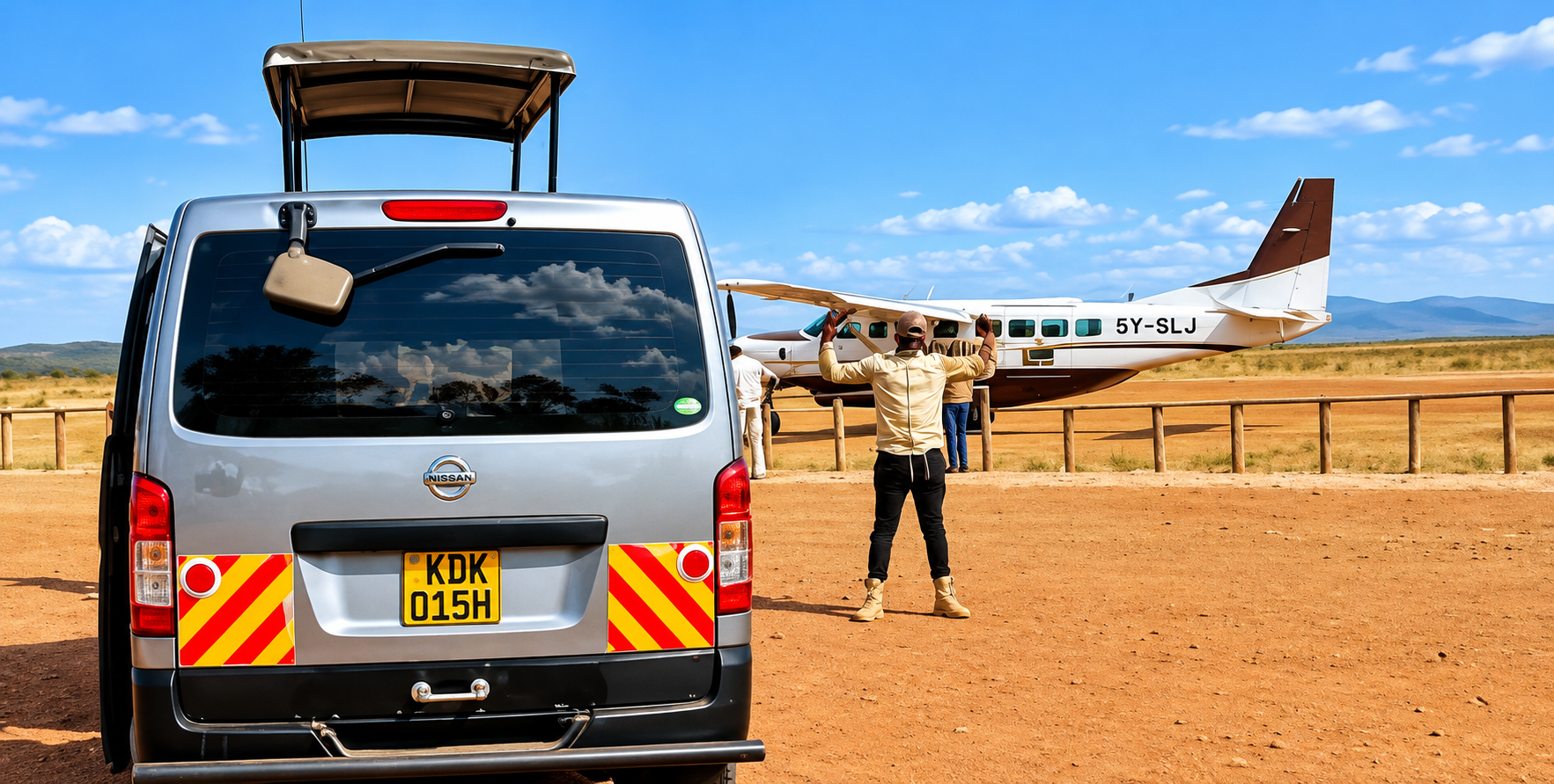 African elephant and safari landscape